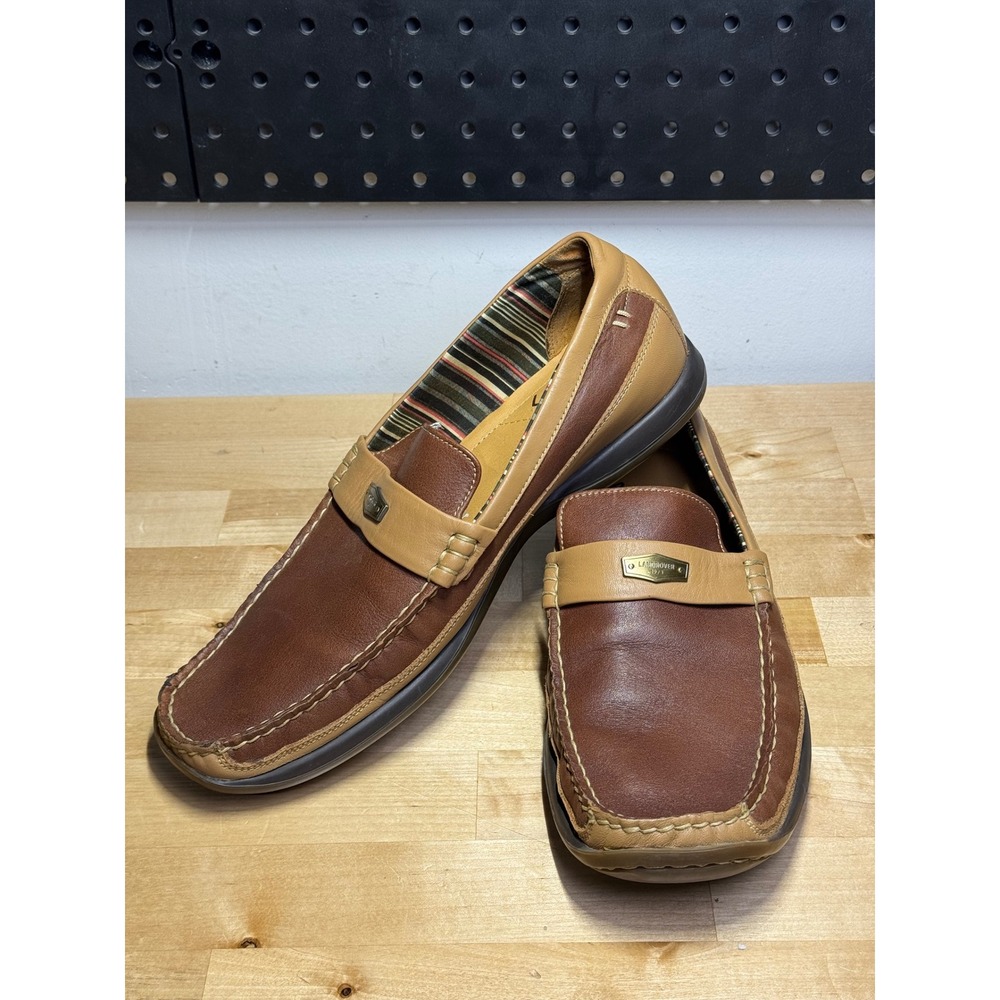 Landrover Mens MS220M Brown Leather Slip On Moc Toe Driving Loafers Size 8 US